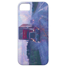 Camion rouge de grande installation dans une caiss