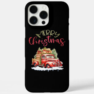 Coque iPhone 16 Pro Max Camion Rouge Joyeux Noël Arbre Père Noël Mignon Vi