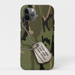 Coque iPhone 11 Pro Camion vert militaire avec étiquette de chien