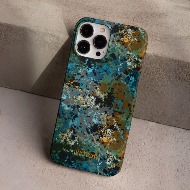 Coques Case-Mate iPhone Camo bleu moderne Masculine de l'armée Nom personn (Créateur téléchargé)
