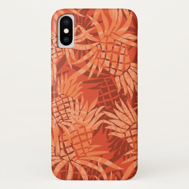 Coques Case-Mate iPhone Camo d'ananas Tropical hawaïen - Orange (Dos)