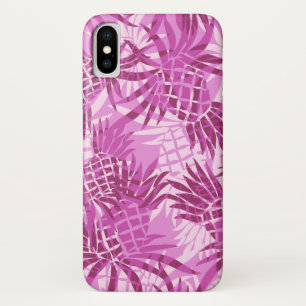 Coque iPhone X Camo d'ananas Tropical hawaïen - rose