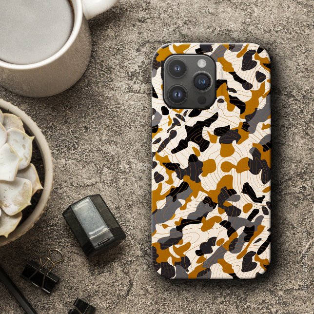 Coques Case-Mate iPhone Camo Diagonal Brown au charbon avec lignes de cont (Brown Charcoal Diagonal Camo with Contour Lines Case-Mate iPhone Case)