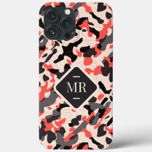 Case-Mate iPhone Case Camo diagonale rose avec initiales Étiquette et pe
