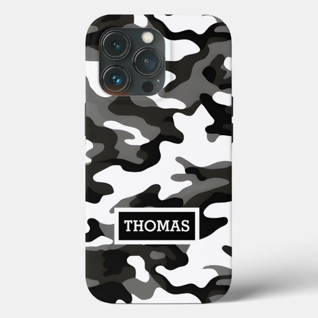 Coques Case-Mate iPhone Camo gris personnalisé (Verso)