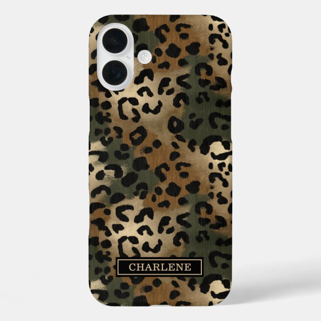 Coques Case-Mate iPhone Camo Leopard Print Monogrammed (Verso)
