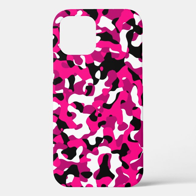 Coques Case-Mate iPhone camo noir rose et blanc (Verso)