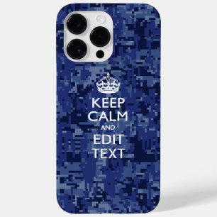 Coque Case-Mate iPhone Camo numérique Bleu GARDEZ CALME votre texte