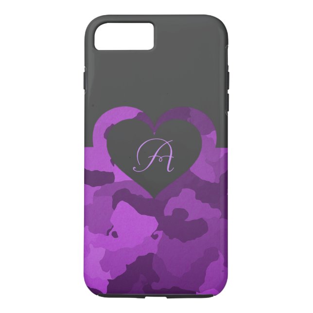 Coques Case-Mate iPhone Camo pourpre avec le monogramme personnalisable (Dos)