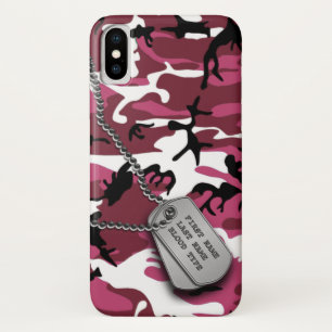 Etui iPhone Case-Mate Camo rose avec des étiquettes de chien