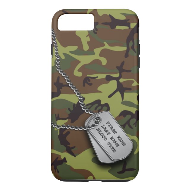 Coques Case-Mate iPhone Camo vert avec des étiquettes de chien (Dos)