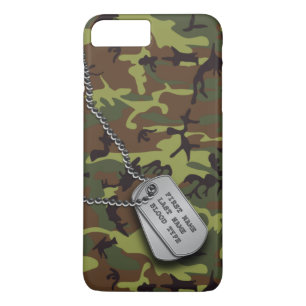 Coque iPhone 8 Plus/7 Plus Camo vert avec l'étiquette de chien