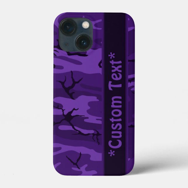 Coques Case-Mate iPhone Camo violet foncé avec texte personnalisé (Verso)