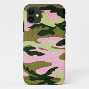 Coque iPhone 11 Camoflauge rose et vert