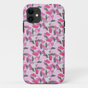 Coque iPhone 11 Camouflage animal Silhouette rose