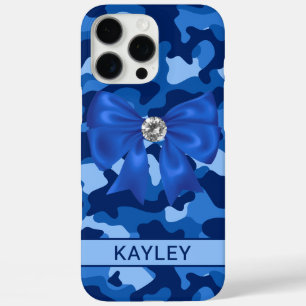 Coque iPhone 16 Pro Max Camouflage Bleu Brillants Personnalisé