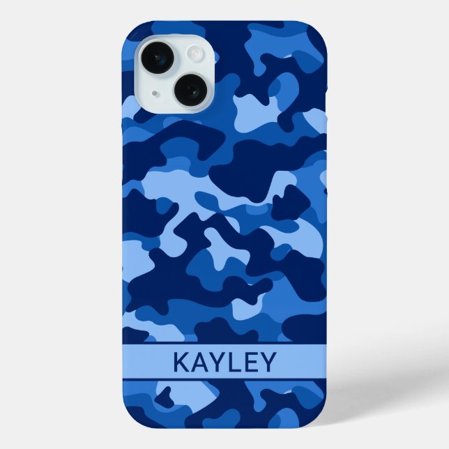 Coques Case-Mate iPhone Camouflage Bleu Personnalisé (Verso)