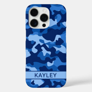 Coque iPhone 16 Pro Camouflage Bleu Personnalisé