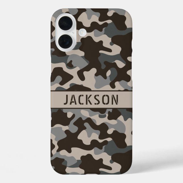 Coques Case-Mate iPhone Camouflage Brun et Gris Personnalisé (Verso)