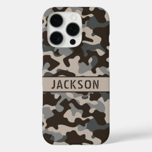 Coque iPhone 16 Pro Camouflage Brun et Gris Personnalisé