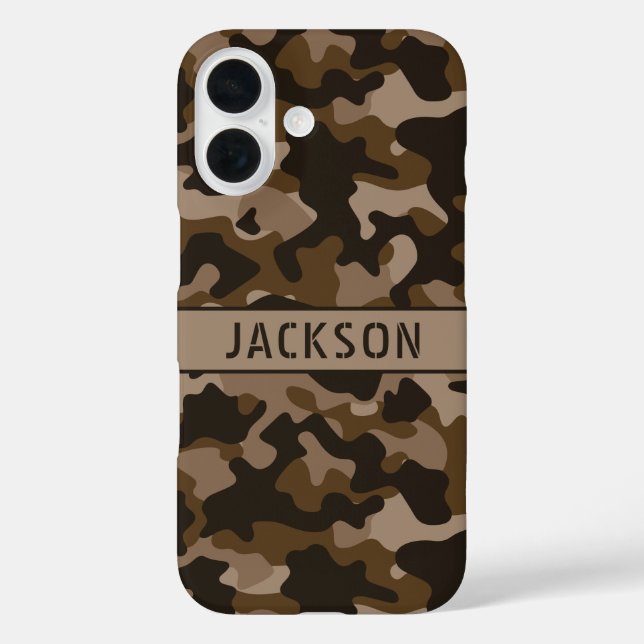 Coques Case-Mate iPhone Camouflage Brun Personnalisé (Verso)