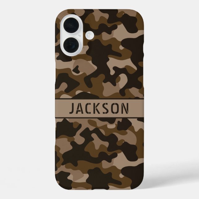 Coques Case-Mate iPhone Camouflage Brun Personnalisé (Verso)