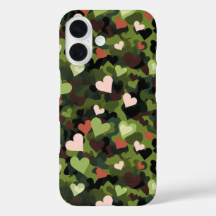 Coque Pour iPhone 16 Camouflage Cœur Vert