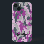 iPhone 13 Case Camouflage cool Girly Pink Nom Personnalisé<br><div class="desc">Camo design motif dans la couleur mélange rose, violet et vert olive clair et vert olive foncé dans un ton gris subtil avec un endroit pour votre nom. Personnalisez-le avec le nom du destinataire ou customisez-le davantage si vous souhaitez modifier la police, la taille et la couleur du texte et...</div>