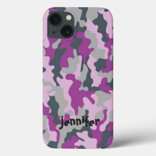 iPhone 13 Case Camouflage cool Girly Pink Nom Personnalisé