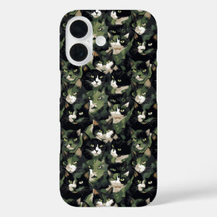 Coque Pour iPhone 16 Camouflage de chats verts