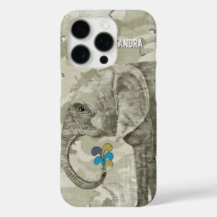 Coque iPhone 16 Pro Camouflage d'éléphants personnalisé