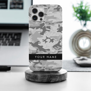 Coque Case-Mate iPhone Camouflage gris neige d'hiver Votre nom Personnali