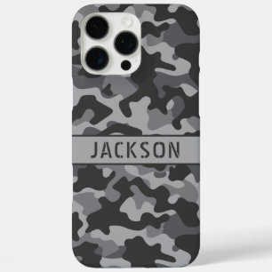 Coque iPhone 16 Pro Max Camouflage gris personnalisé