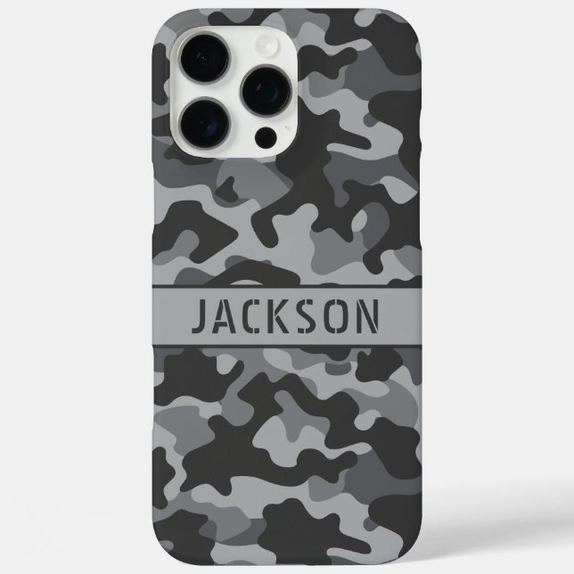 Coques Case-Mate iPhone Camouflage gris personnalisé (Verso)