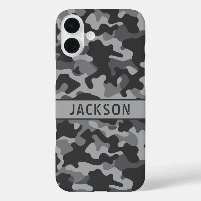 Coques Case-Mate iPhone Camouflage gris personnalisé (Verso)