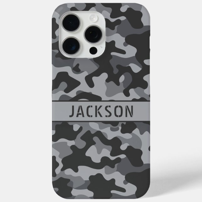 Coques Case-Mate iPhone Camouflage gris personnalisé (Verso)