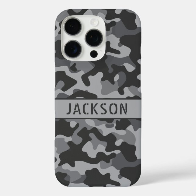 Coques Case-Mate iPhone Camouflage gris personnalisé (Verso)