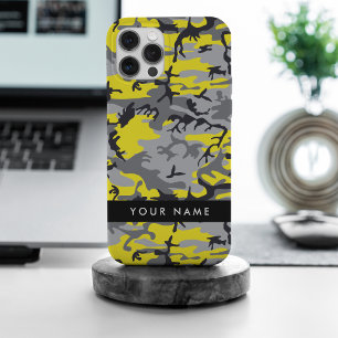 Coque Case-Mate iPhone Camouflage jaune et gris Votre nom Personnalisez
