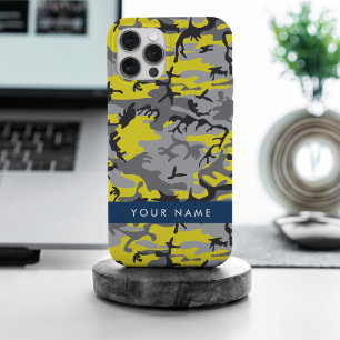 Coque Case-Mate iPhone Camouflage jaune et gris Votre nom Personnalisez