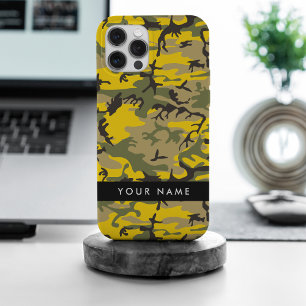 Coque Case-Mate iPhone Camouflage jaune et vert Votre nom Personnalisez