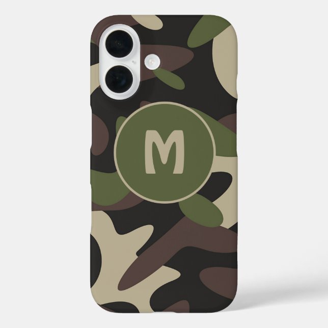 Coques Case-Mate iPhone Camouflage militaire Caméo Motif vert Monogramme (Verso)