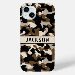 Coque Case-Mate iPhone Camouflage noir et marron Personnalisé