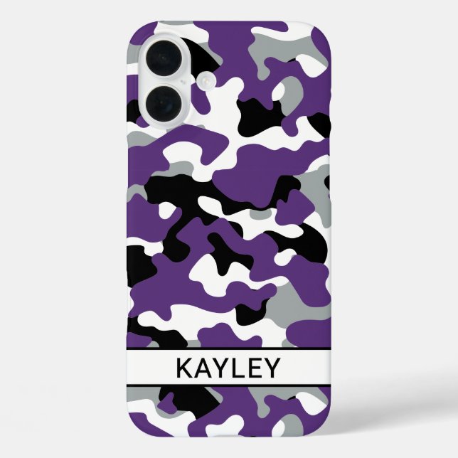 Coques Case-Mate iPhone Camouflage noir violet Personnalisé (Verso)
