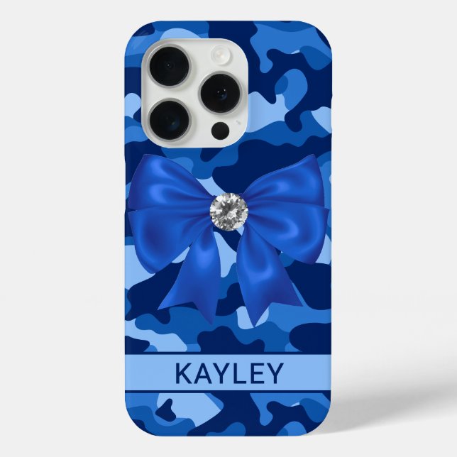 Coques Case-Mate iPhone Camouflage personnalisé bleu clinquant (Verso)