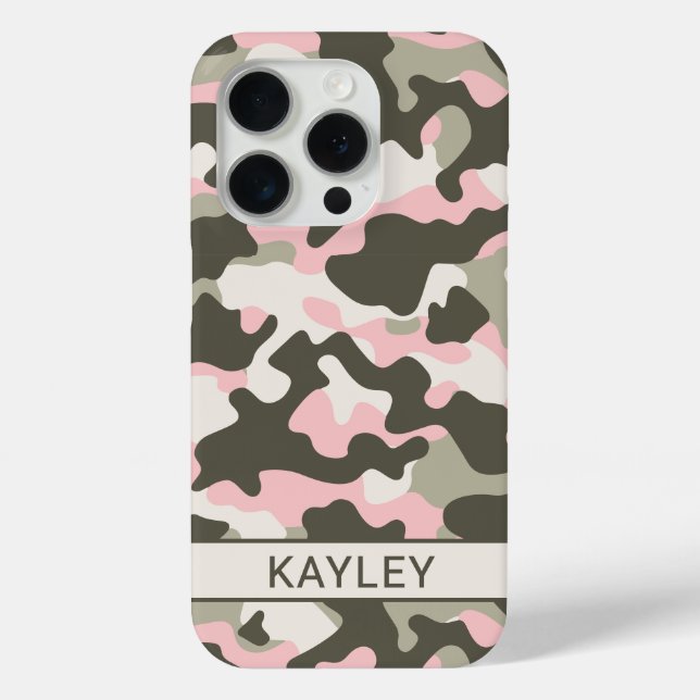 Coques Case-Mate iPhone Camouflage Personnalisé Rose et Vert (Verso)