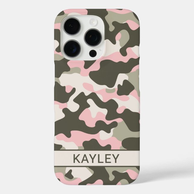 Coques Case-Mate iPhone Camouflage Personnalisé Rose et Vert (Verso)