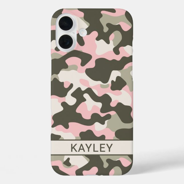 Coques Case-Mate iPhone Camouflage Personnalisé Rose et Vert (Verso)