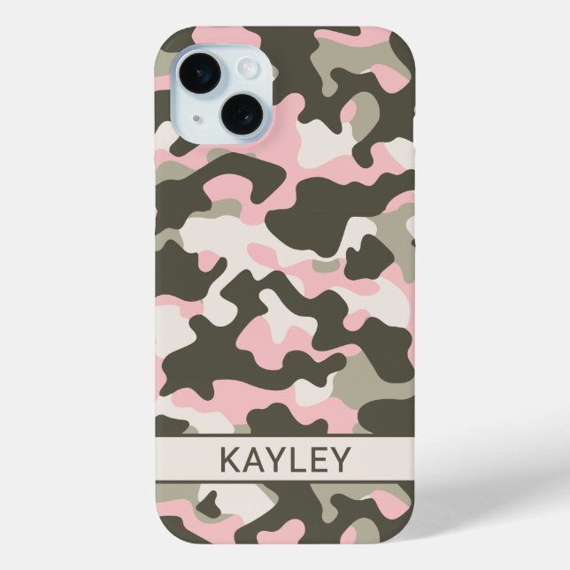 Coques Case-Mate iPhone Camouflage Personnalisé Rose et Vert (Verso)