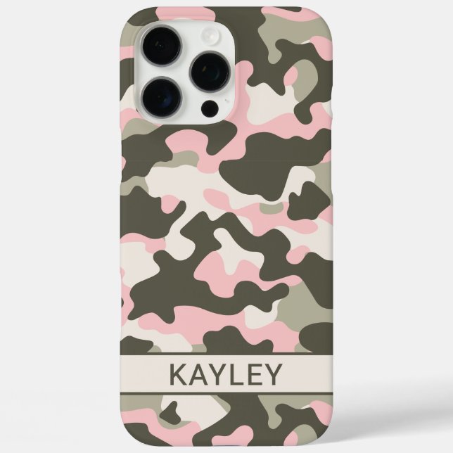 Coques Case-Mate iPhone Camouflage Personnalisé Rose et Vert (Verso)