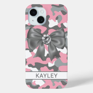 Coque Case-Mate iPhone Camouflage Personnalisé Rose Gris Brillante